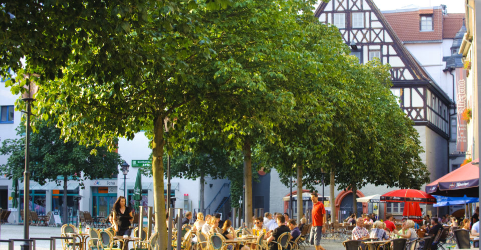©JenaKultur Foto: A. Hub Marktplatz Jena mit Stadtmuseum
