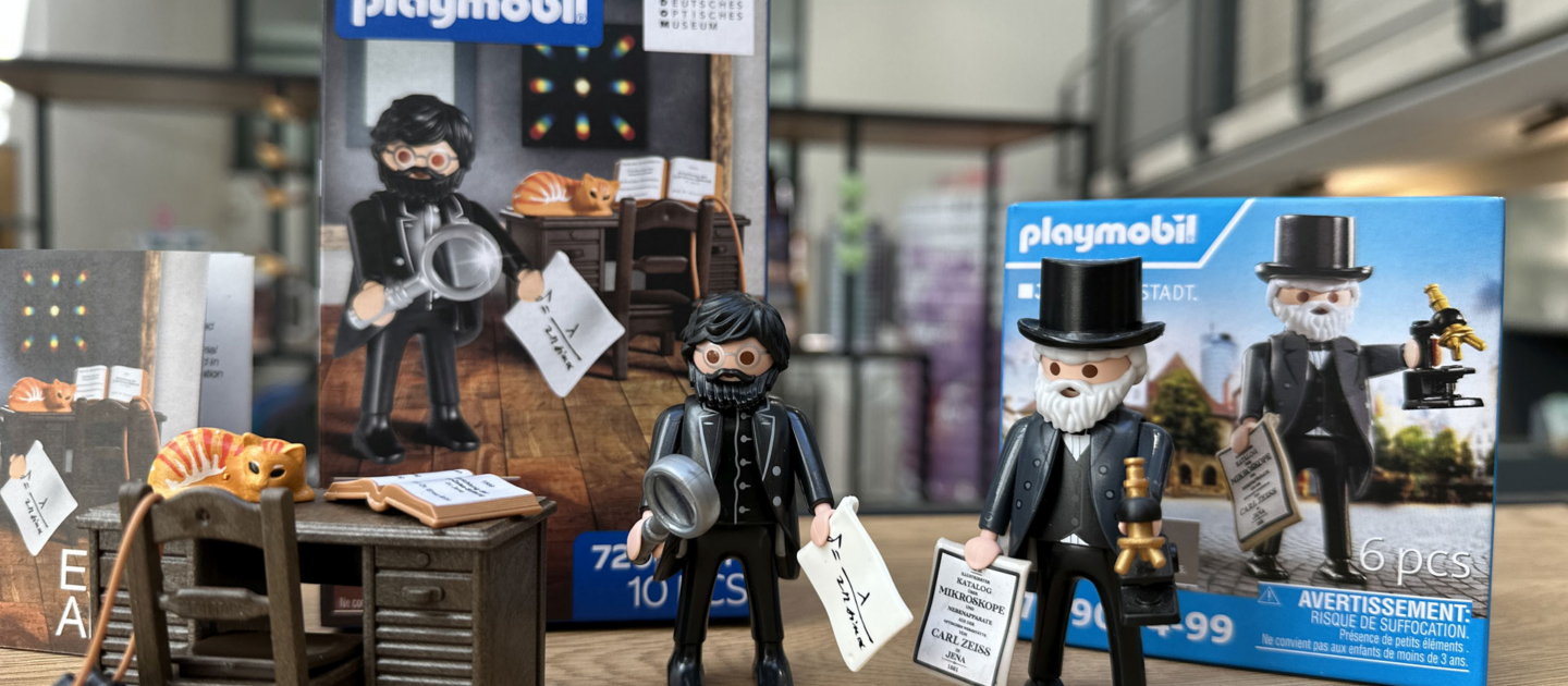 zwei Playmobil Figuren Carl Zeiss und Ernst Abbe